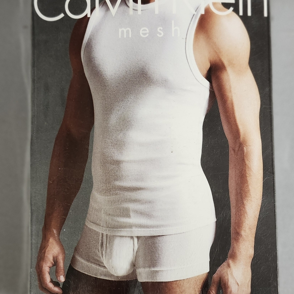 Calvin Klein Men's Black Mesh Crew Neck Muscle Shirt Vintage 2003